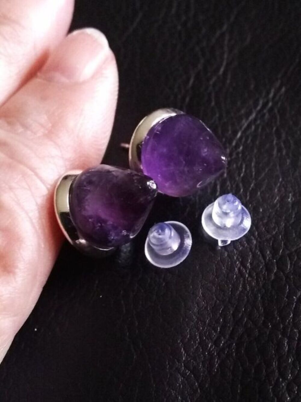 Dark Purple Amethyst Cone Studs #6 ~ Edgy BadA$$ & Sexy! - Picture 5 of 13